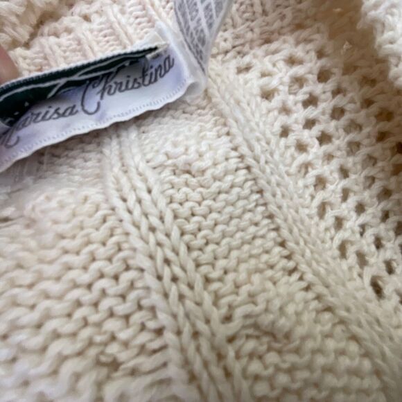 Marisa Christina for Sakowitz vintage Open Knit Sweater women’s size L ivory SS - Picture 9 of 9